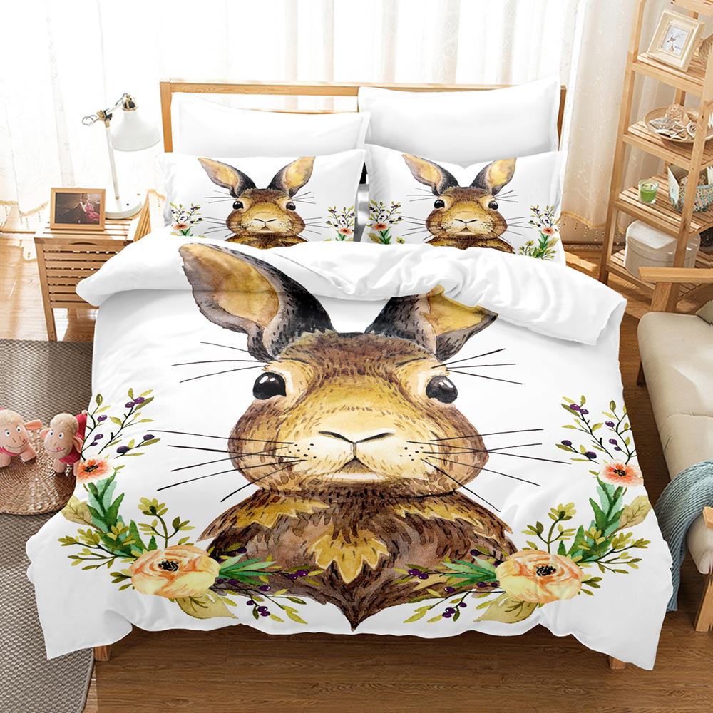3D Cartoon rabbit Bedding Sets Duvet Cover Set With Pillowcase Twin Full Queen King Bedclothes Bed Linen