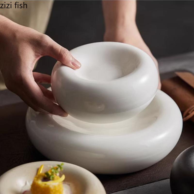 Thickened Ceramic Dining Plate Dessert Plate Sashimi Plates Dim Sum Dish Refreshments Tray Sushi Plates Fruit Dish Salad Bowl