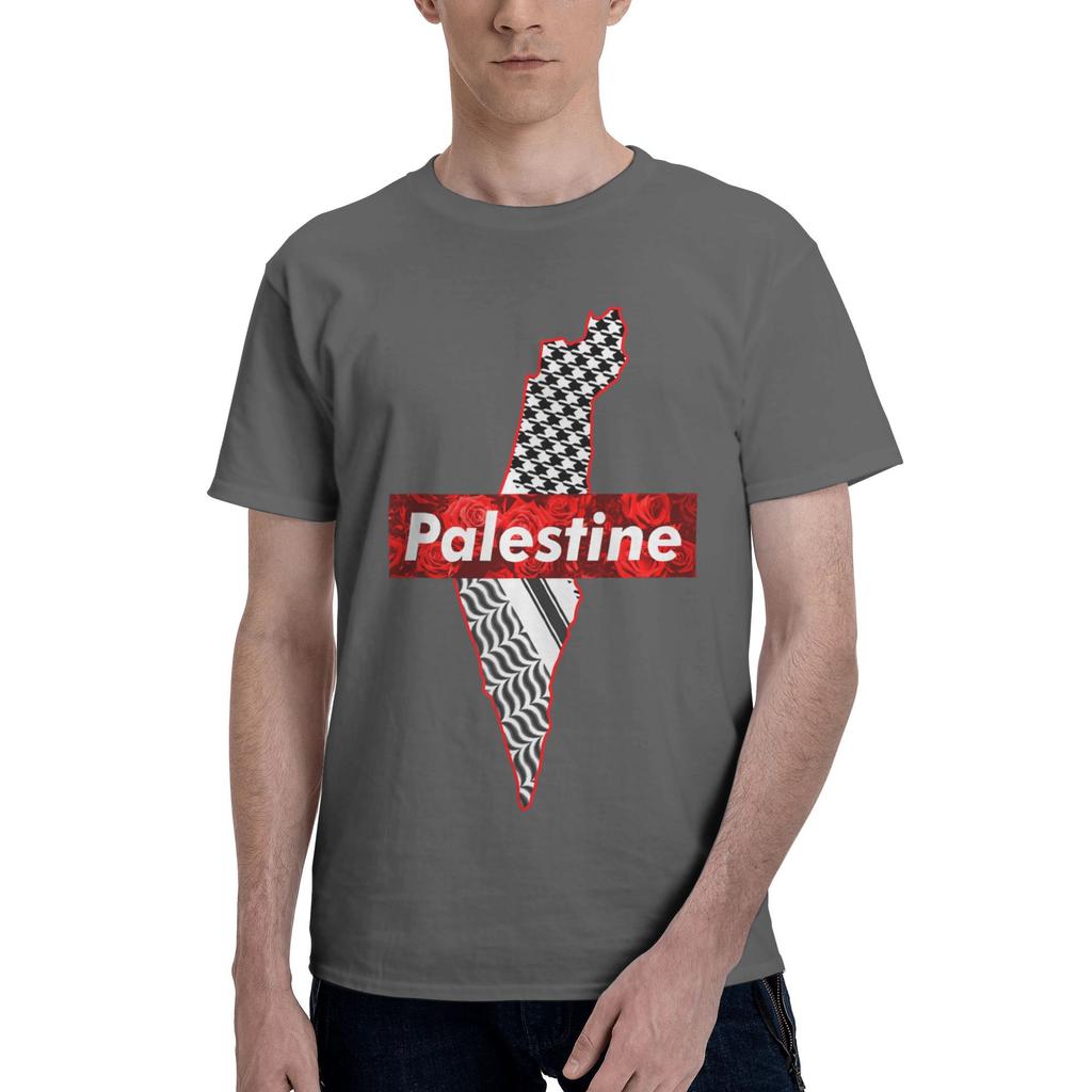 Palestine Flag Gaza T Shirts Unisex Pure Cotton Vintage TShirt Round Collar Tees Short Sleeve Tops Summer