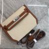 Niche Design New  Bag Canvas with Cowhide Crossbody Bag Underarm Messenger Bag Casual Lock Leather Women's Bag