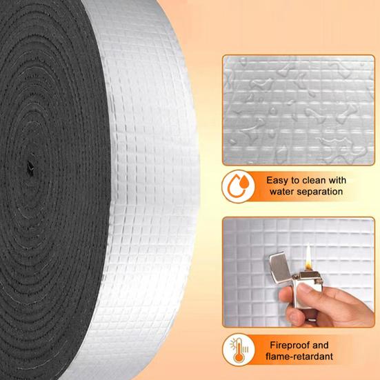 Pipe Insulation Wrap 2" Wide x 32.8 Ft Self Adhesive Aluminum Foil Pipe Insulation Tape Outdoor Pipe Protector Wrap Reduce Heat Loss