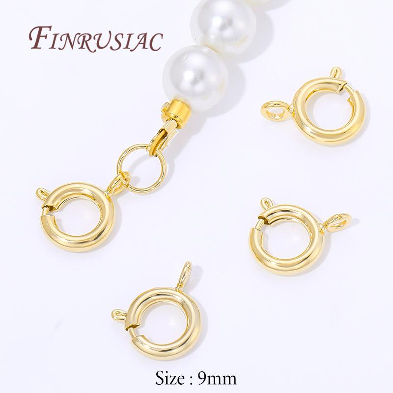 9 мм позолоченные 18K круглые пружинные застежки Концевые соединители Для изготовления ювелирных изделий DIY Застежки для ожерелий Аксессуары 10 pieces