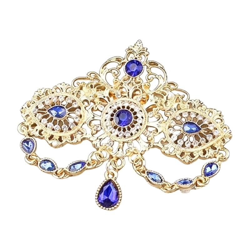 

Sturdy Alloy Moroccan Arabic Crystals Brooch Featuring Hollow Out Tassels Designs For Bridal Accessory Wear