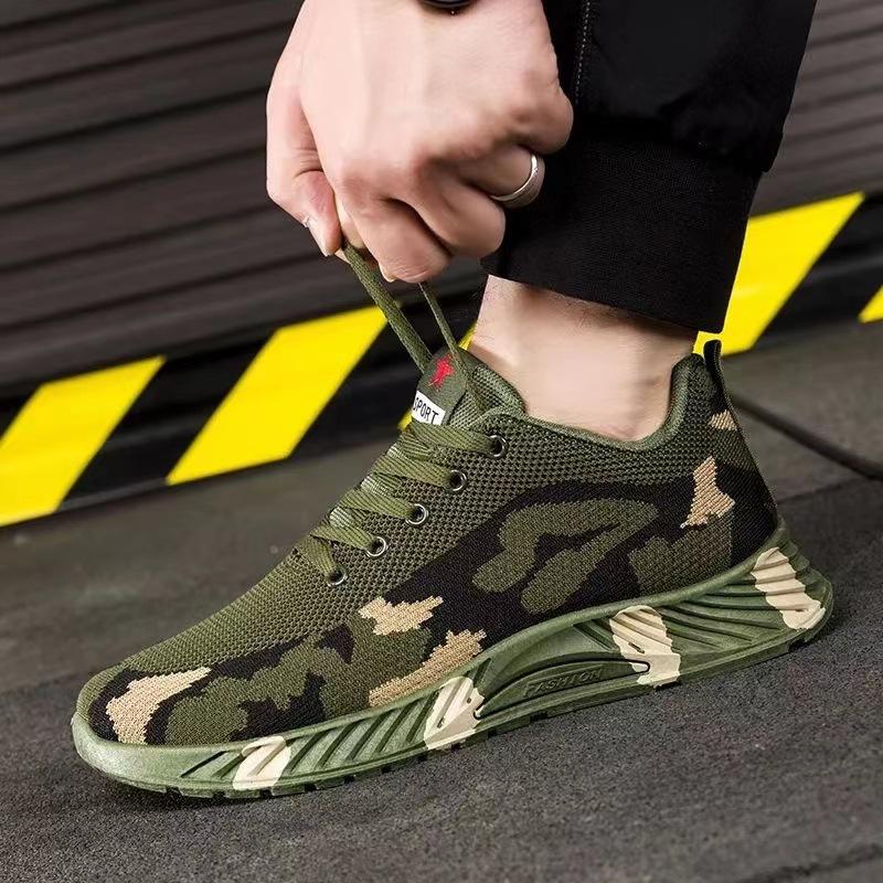 Military training camouflage shoes 22 autumn training shoes college students breathable mesh casual sports running shoes training