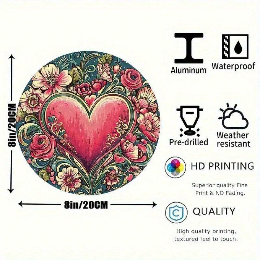 Vintage Floral Heart Metal Poster Wall Art Bar Decor Gift