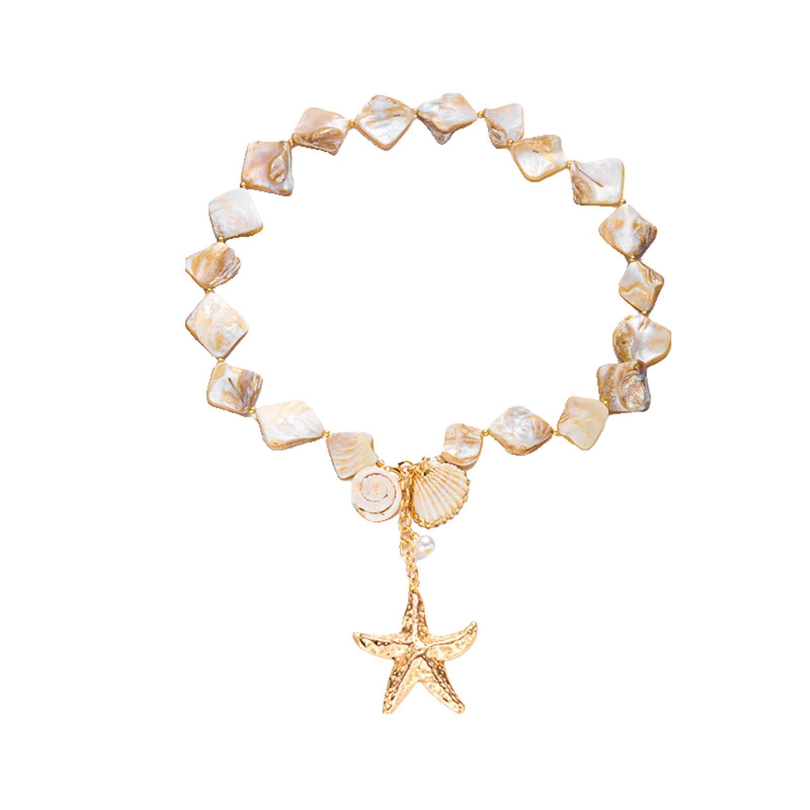 

Sea Necklace for Women Adjustable Layered Sea Charm Necklaces Beach Vacation Halloween Costumes Ocean Jewelry Accessories one size белый