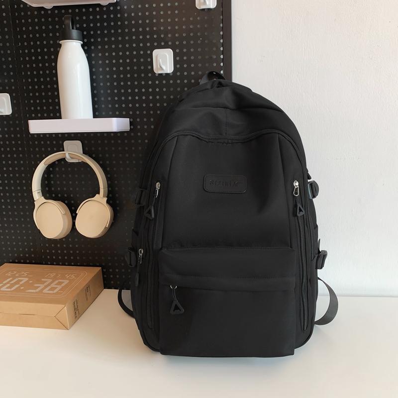 Backpack Female Junior Senior High School Student Schoolbag Solid Color Large Capacity Backpack