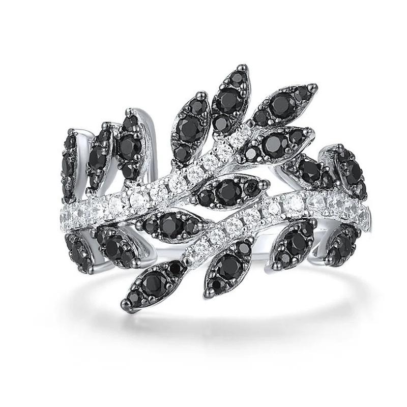

CAOSHI Novel Leaves Design Rings for Women Charming Black/White Zirconia Wedding Chic Accessories Anniversary Aesthetic Jewelry 6
