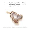 Natural Brazilian Agate Geode Slice Necklace Gold Silver Plated Edge Raw Geode Pendant With Wax Cord Bulk  Jewelry