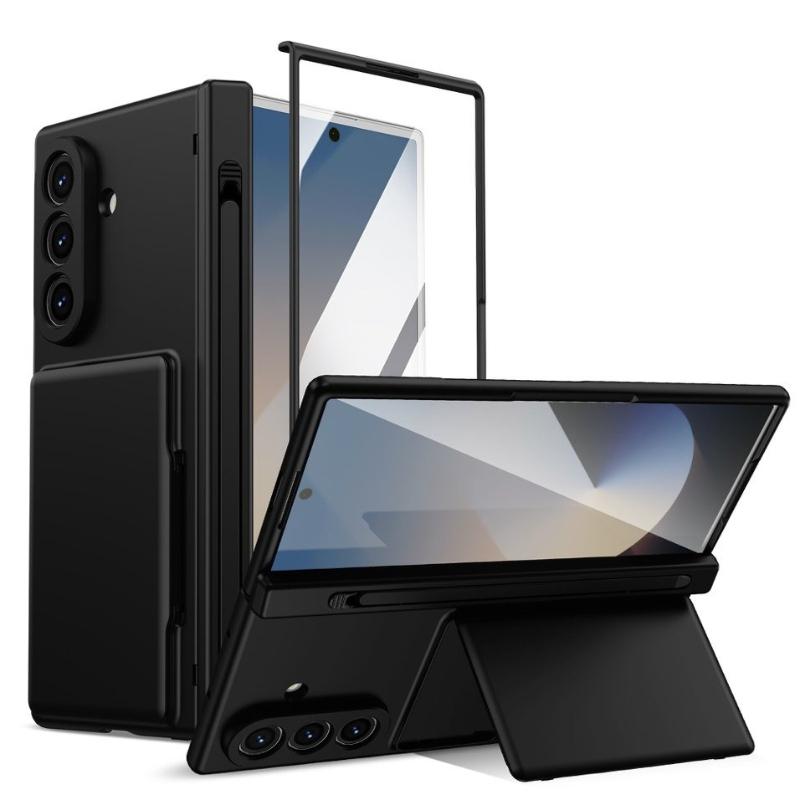 Card Holder Hinge Protection Case for Samsung Galaxy Z Fold 8 Wide Ultra 7 6 5 Phone Cover with Stand & Pen & Screen Protector
