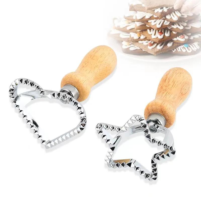 Household Zinc Alloy Biscuit Mould Pastry Cake Mould Kitchen Oak Handle Cake Cutter Baking Appliance YLE62
