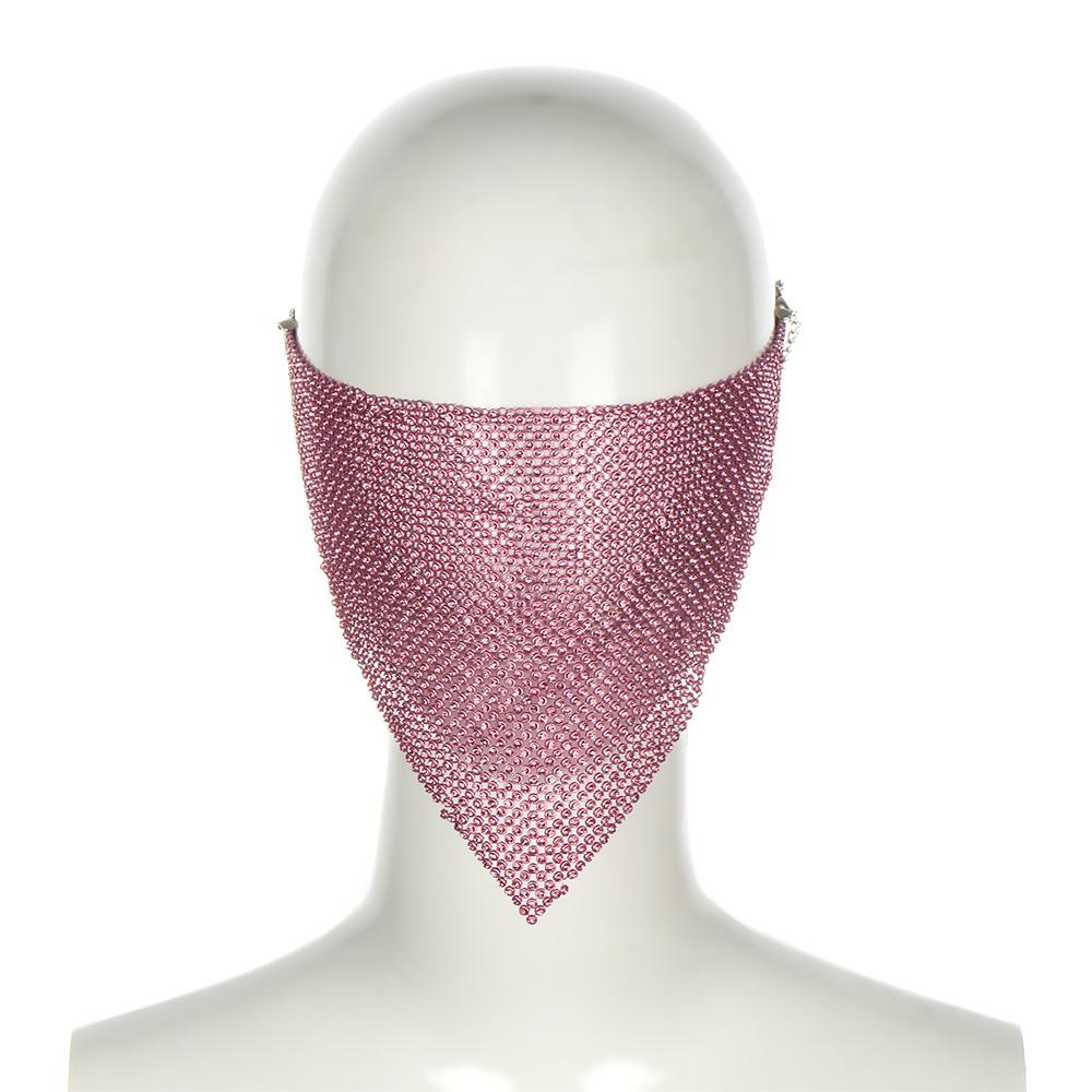 Bling Reticulated Rhinestone Night Club Party Adult Face Mask Vintage Trendy Crystal Mouth Mask Popular Dance Exotic Veil Masks