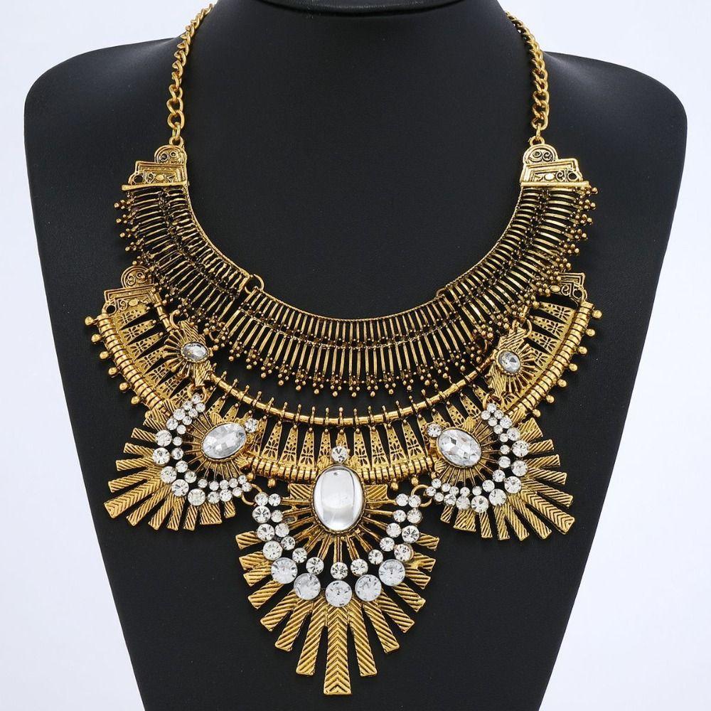 Exquisite Rhinestone Exaggerated Necklace Tassel Bohemian Style Necklace  Festival