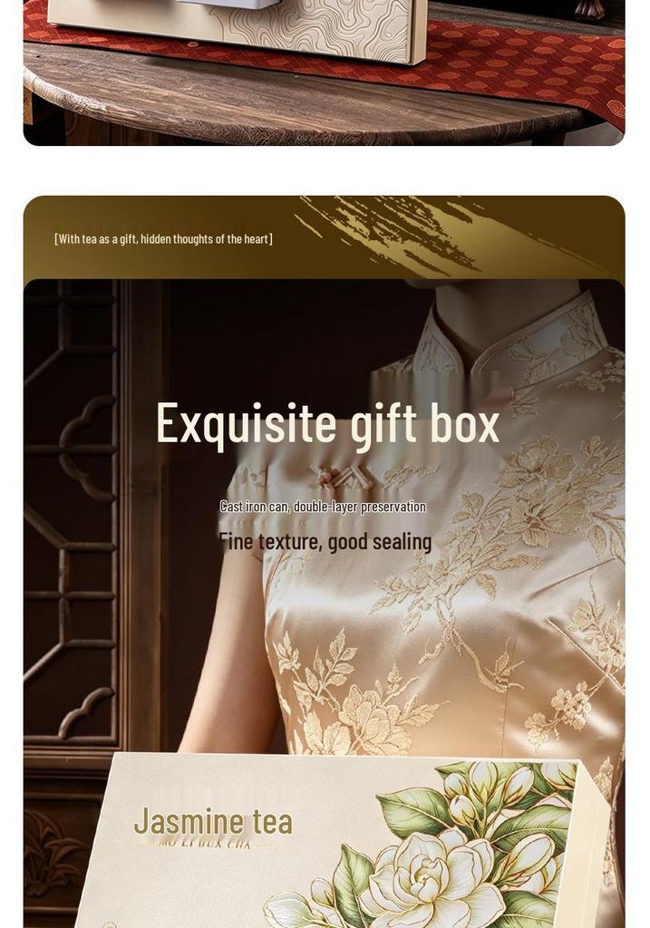 Premium Jasmine Green Tea Gift Box - Elegant Mid-Autumn Gift for Parents and Elders