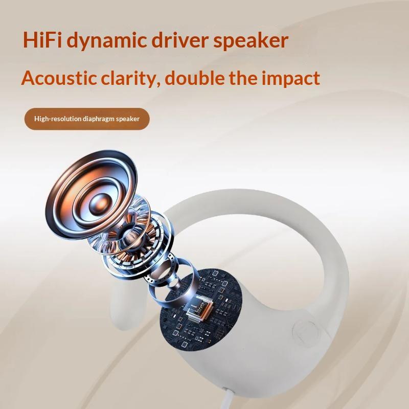 Wired Control Type C 3.5Mm Headphones Ear Hook 9D Surround Sound Bass Earbuds Sports Gaming Headset Earphones