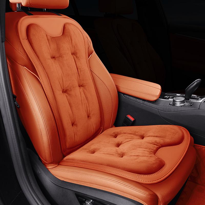 Plush Car Seat Cushion with Backrest - Thickened for Autumn/Winter Warmth