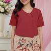 ZANZEA Women Summer V-Neck Solid Color Casual Short Sleeve Blouse