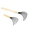 Garden Hand Rake 5 Steel Tines Wooden Handle Ergonomic Design Claw Cultivator for Tilling Loosening 