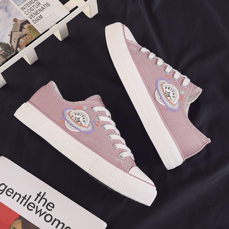 Fashion Spring Thick Sole Women's Shoes Leisure Canvas Breathable Comfortable Sports Shoes Thick Sole Height Increasing Flats