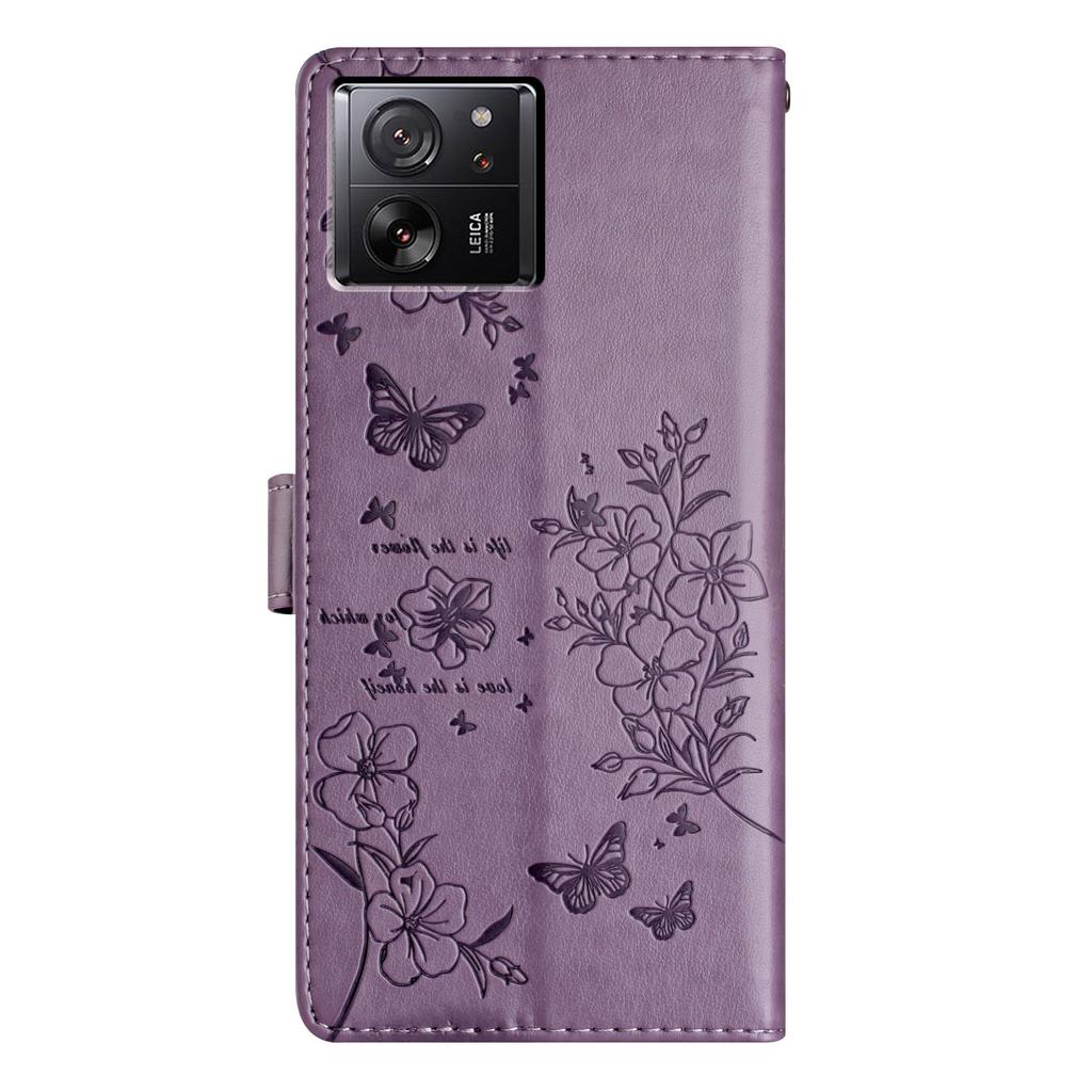 For Xiaomi 13T/13T Pro/Redmi K60 Ultra Stand Case Butterfly Floral Imprint Leather Phone Cover