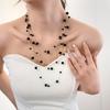 Elegant Multi-Layer Black Crystal Bead Necklace for Women