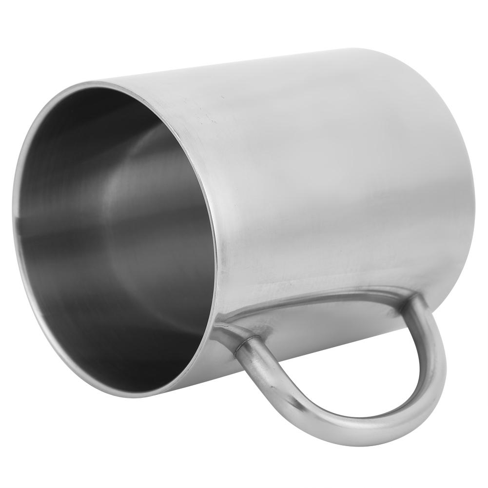 Portable DoubleLayer Stainless Steel Heat Insulation Coffee Mug Milk Cup with Handle 400ml