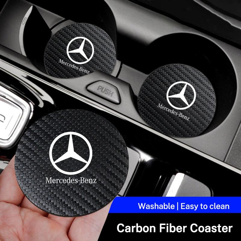 2Pcs Car Coaster Anti-noise Anti Slip Water Cup Pad Mat For MERCEDES BENZ W211 W204 W210 W203 CLA GLA Car Interior Accessories QF1