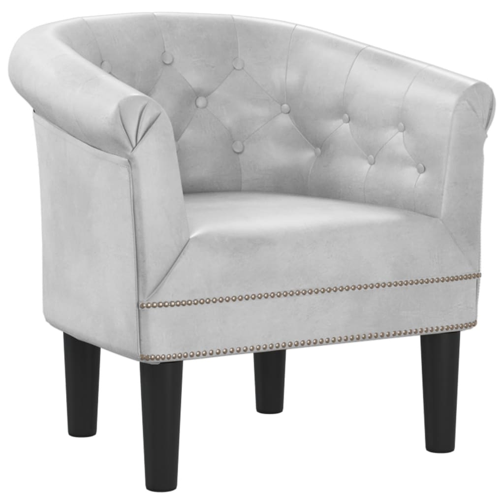 Club Chair Silver Faux Leather