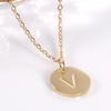 18K Gold Stainless Steel Minimalist Letter Necklace with 26 Round Pendant Options