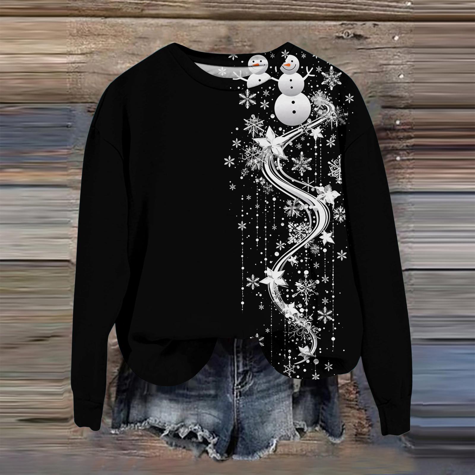 

Женская мода с принтом, длинный рукав, свободный круглый вырез, свитшот, осень XXL чёрный