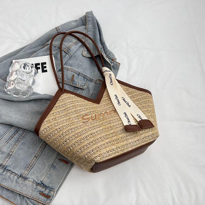 Internet celebrity large capacity bag new straw bag women's bag niche design shoulder bag versatile woven tote bag