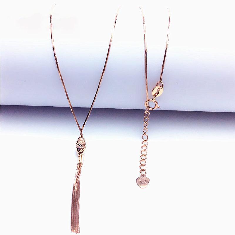 Purple Gold Color Gold Temperament Snake Bone Fringed Necklace Flash Female Plated Rose Gold Collarbone Chain