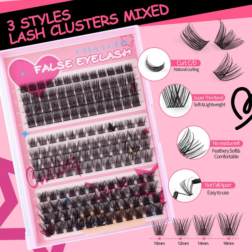 148 Clusters Mixed C-Song False Eyelash Set Diy Segmented Large-Capacity Thick Eyelashes