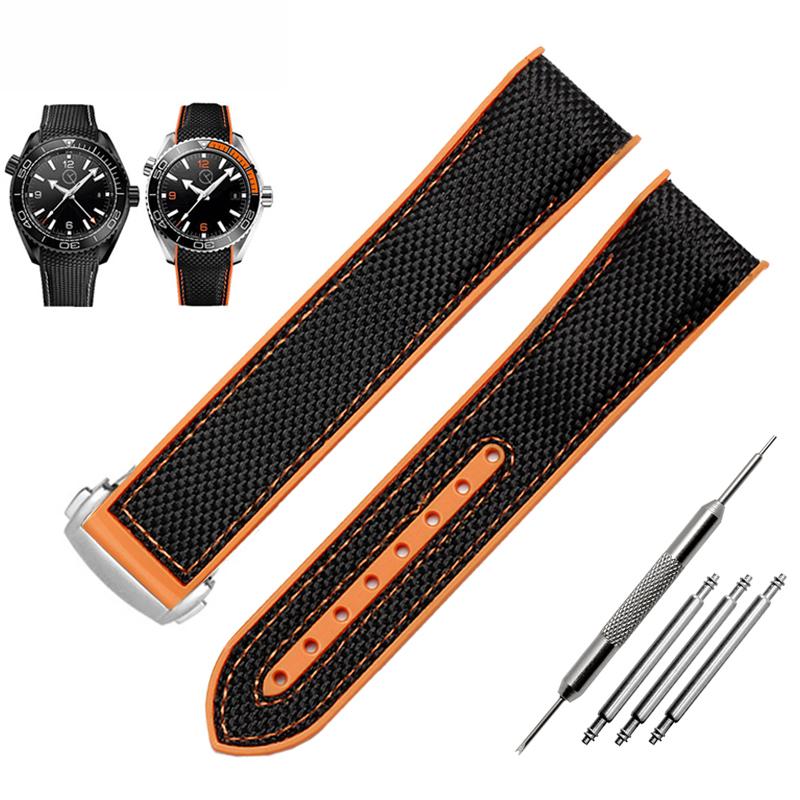 New High quality watchband Nylon strap waterproof Rubber bottom 20mm 22mm for 8900 9900 men watch bracelet