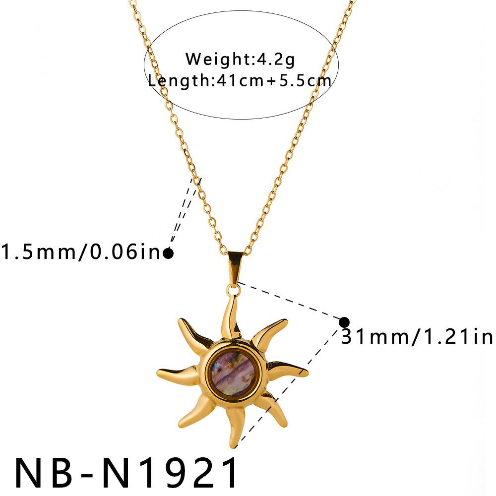 Stainless Steel Abalone Shell Necklace Women Heart Sun Water Drop Pendant Necklace Ins Fade Resistant Elegant Banquet Jewelry