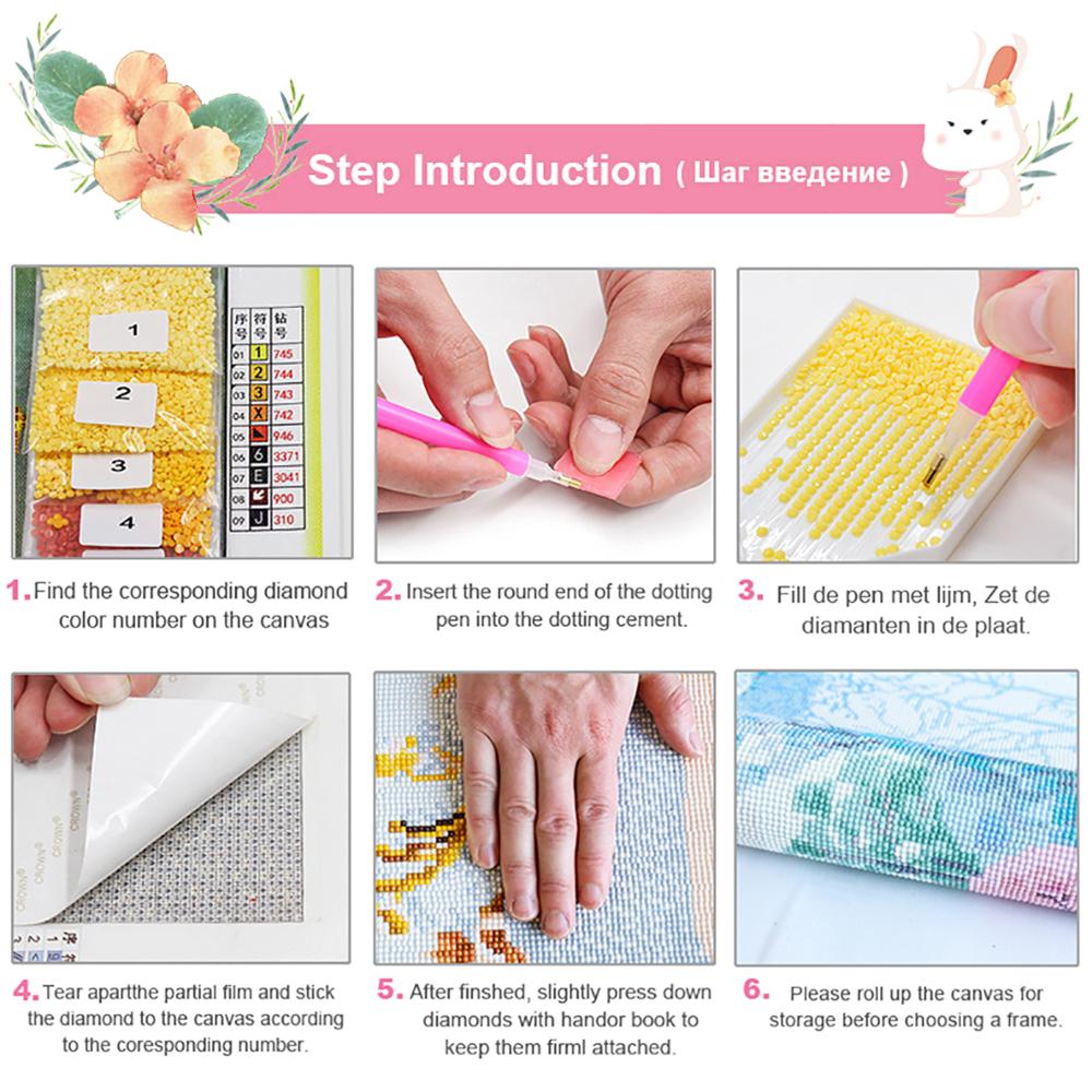 5D Diamond Painting Cartoon Girl Portrait Full Round Diamond Embroidered Mosaic Set Home Decoration