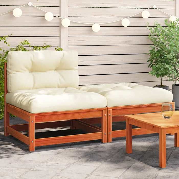 VidaXL Canapé de Jardin sans Accoudoirs avec Coussins et Repose-pieds, Siège avec Dossier, Meuble de Terrasse Patio 838130