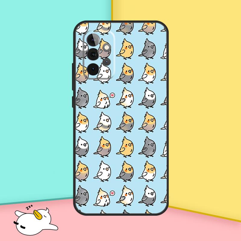 Cartoon Cockatiel Collage Cover For Samsung Galaxy A53 A33 A13 A12 A32 A52 A14 A34 A54 A15 A25 A35 A55 A71 A51 Case