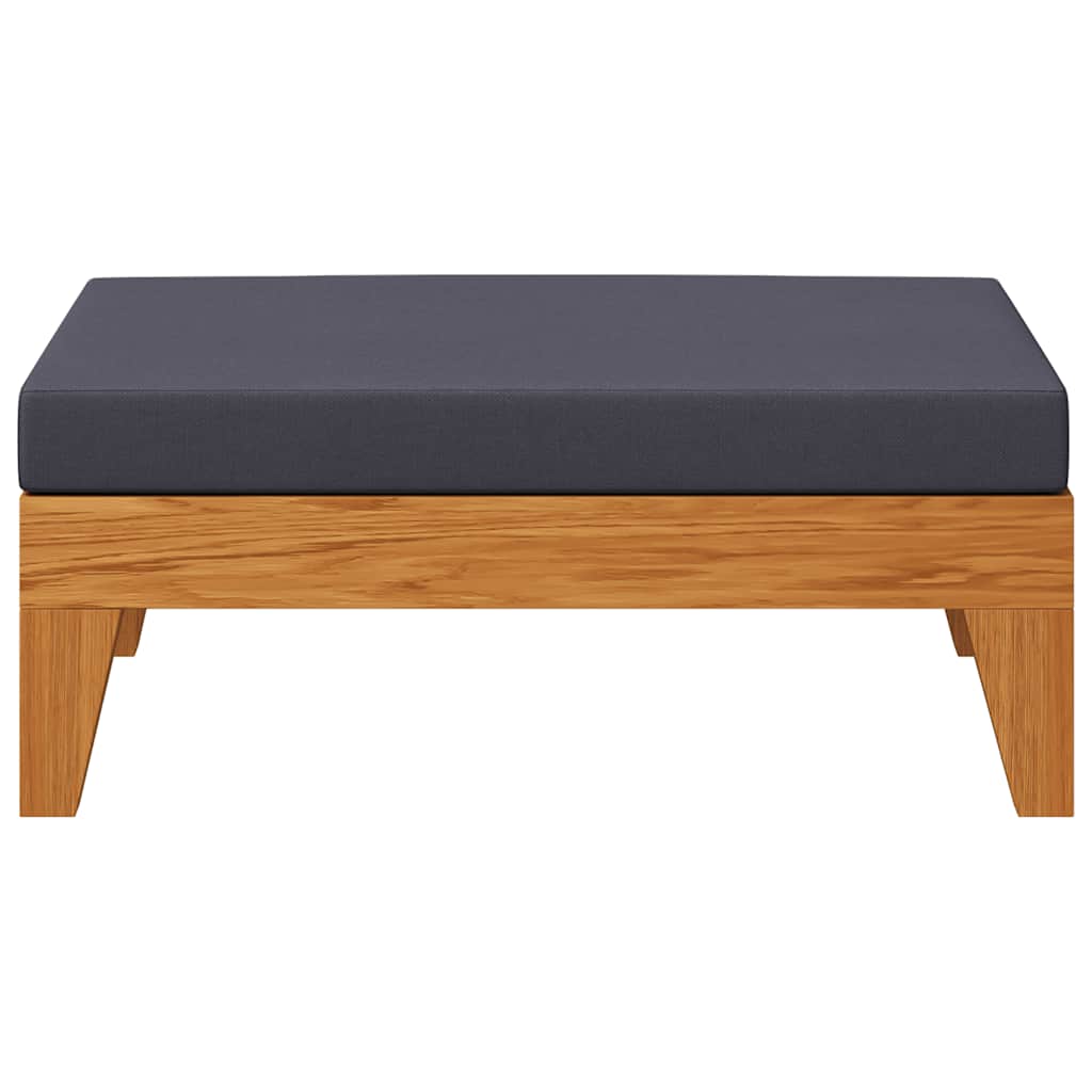 Modular Footstool with Dark Gray Cushion Solid Acacia Wood