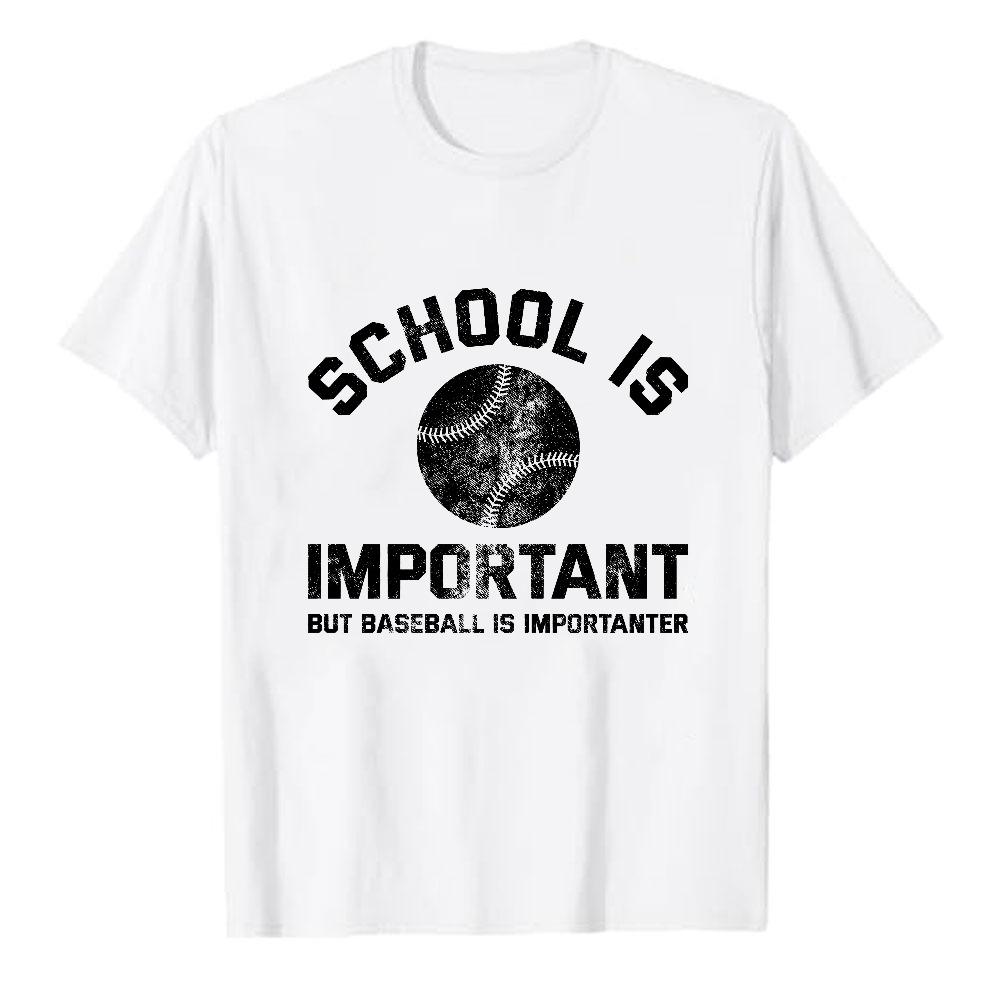 School Is Important But Baseball Is Importanter Letter Graphic Unisex Modal TShirt Print Short Sleeve Tee Soft Casual Street Tops