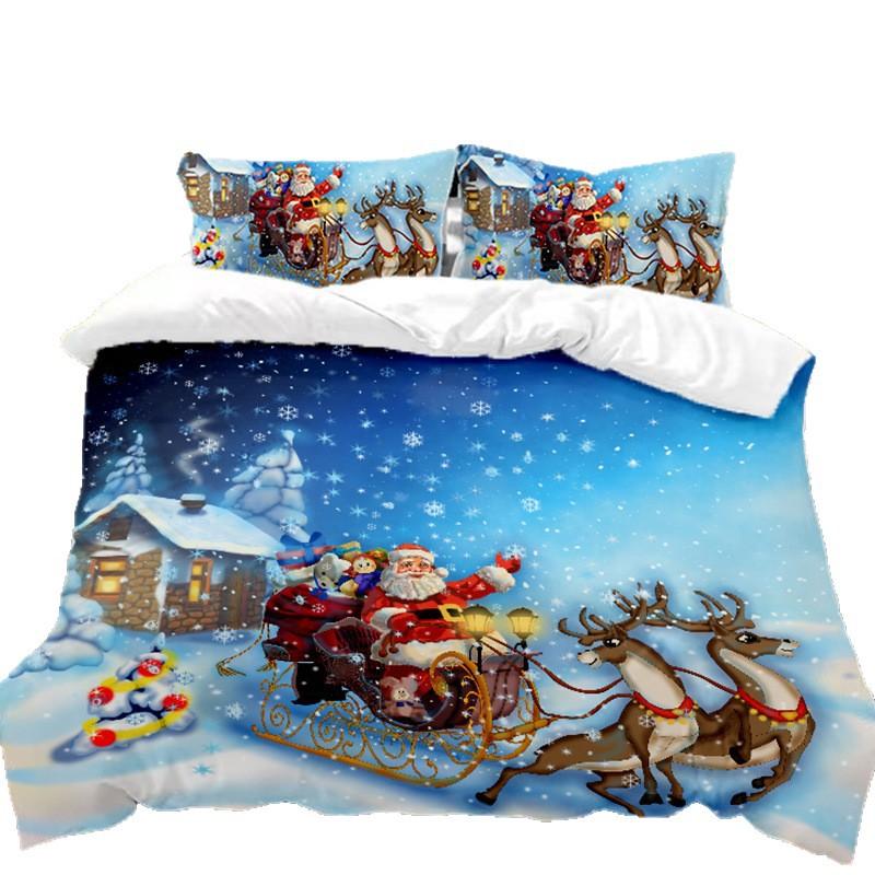 Supply Christmas Series Bed Quilt Cover Pillowcase 3D Digital Quilt Cover Three-Piece Set