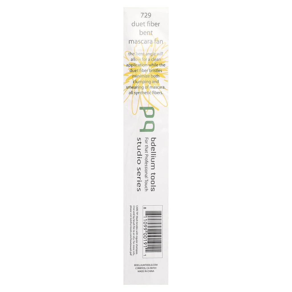 Bdellium Tools, Standard Series, Duet Fiber Vented Mascara Fan Brush, Eyes 729, 1 Brush