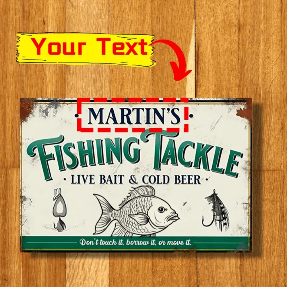 Custom Metal Sign Retro Fishing Wall Art 8x12 Inch Man Cave Decoration