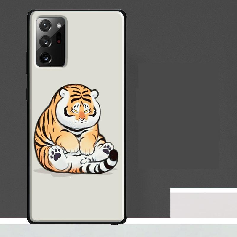 Fat Tiger Cartoon Funny Case For Samsung Galaxy S24 Ultra S23 S22 S21 S25 Ultra S9 S10 S20 Plus S25 FE Phone Cover