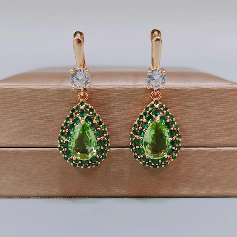 

Роскошные вечерние серьги для женщин, новинка 2023 года, модные зеленые серьги-капли с кубическим цирконием, свадебные и помолвочные ювелирные аксессуары зелёный