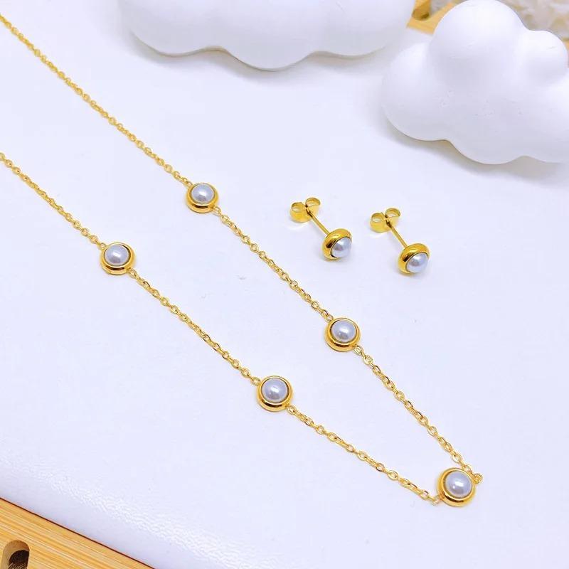 Fashion Women Men Silver Color Gold Stainless Steel Heart Bracelet Necklace Earrings Jewelry Gift