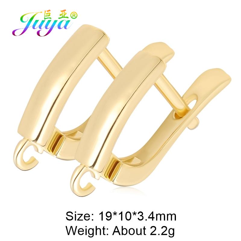 Juya Women Earrings Accessories 4 8Pcs/Lot Gold Silver Plated Shvenzy Ear Wire Fixture Fastener Bale DIY Earring Hooks Clasp