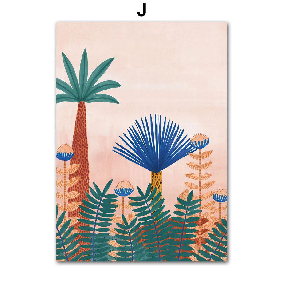 Tropical Jungle Animal Tree Giraffe Elephant Lion Boho Posters And Prints Wall Art Canvas Painting Picture for Living Room Decor