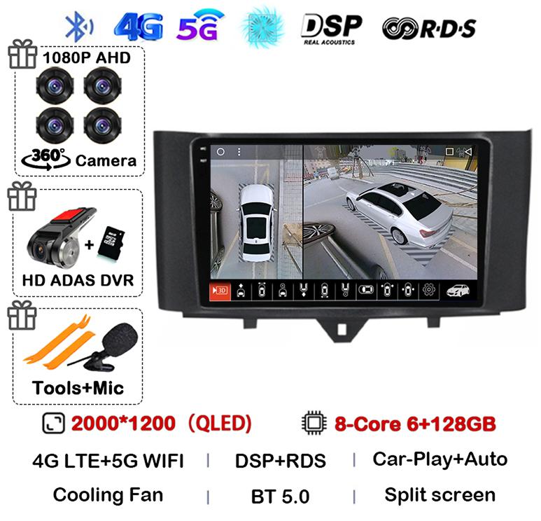 Android 14 Carplay Car Radio For Mercedes Benz Smart Fortwo 2006 -2011 2012 2013 2014 2015 Multimedia Video Player GPS Stereo 4G