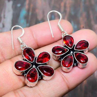 Mozambique Garnet Gemstone 925 Sterling Silver Handmade Amazing Jewelry Earring